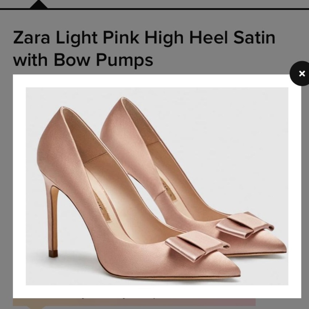 Zara pointy toe pink satin heels